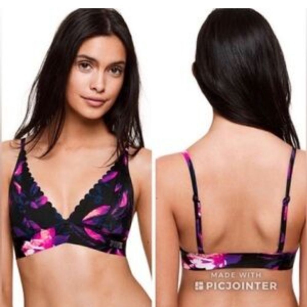 Pink Victoria Secret's Bonded black floral bralette S/P